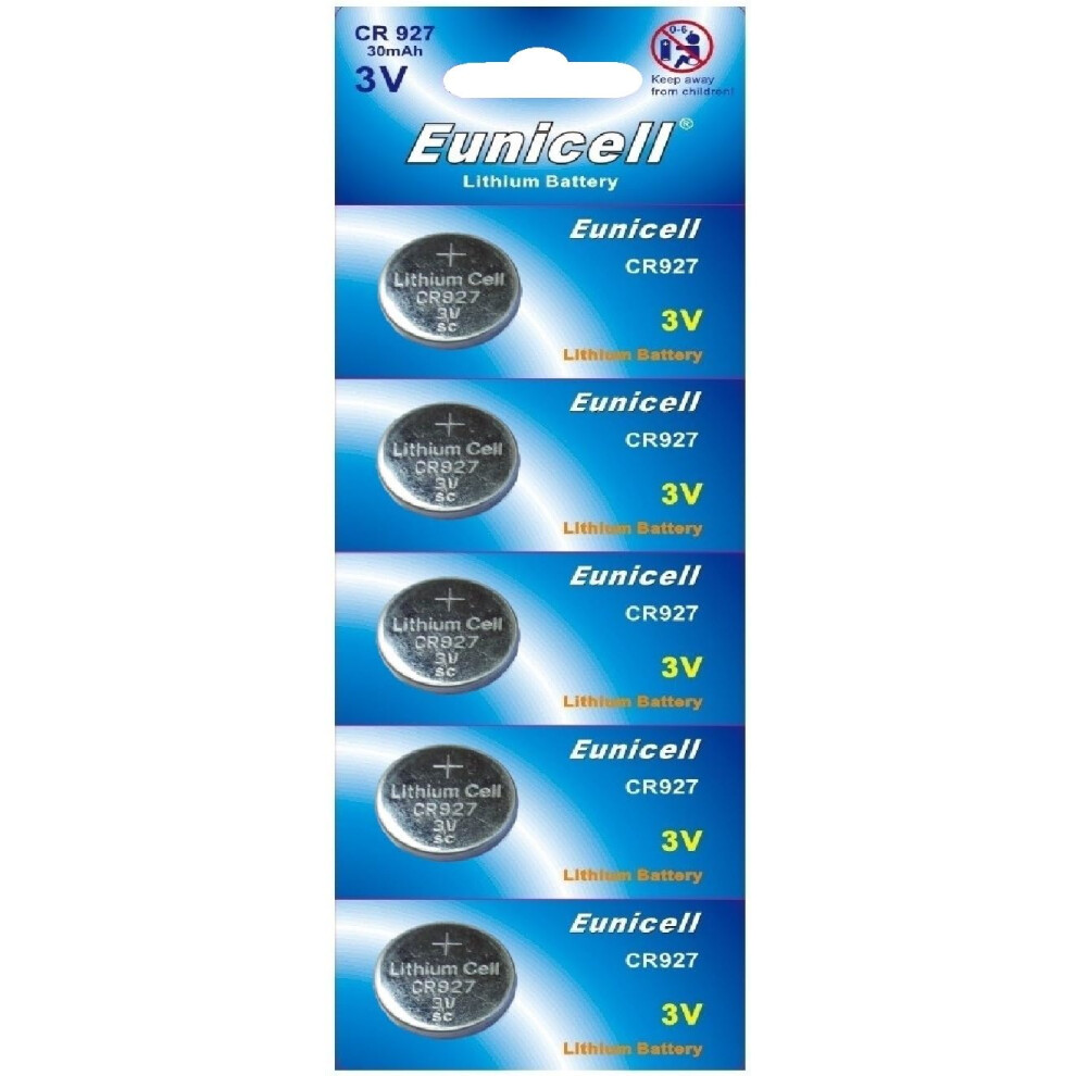 Eunicell Cr927 Lithium Button Cell Batteries, 5 V, 30 Mah, Pack Of 5 (1 Blister Card With 5 Batteries) 49508840