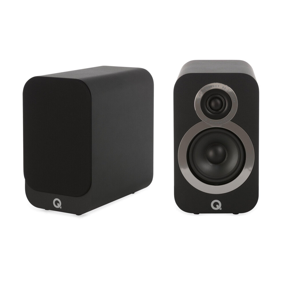 Q Acoustics 3010I Compact Bookshelf Speakers Pair Carbon - Featuring 2-Way Reflex Enclosure Type, 100Mm (4") Bass Driver, And 22Mm (0.9") Tweet Black 57085302