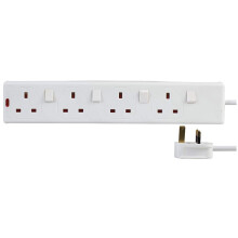 Pro Elec PEL00027 4 Gang Individually Switched Extension Lead 5m, White