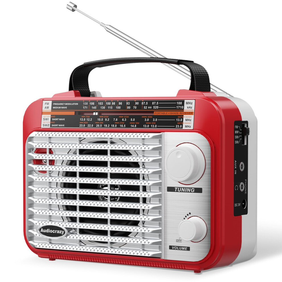 Am/Fm/Sw1-2 Radio Shortwave Transistor Radio Ac Or Battery Operated With Best Reception Big Speaker And Precise Tuning Knob With Aux In & 3.5Mm Earph 76176647