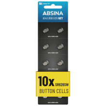 ABSINA 10x LR66 AG4 button cell watch battery 1.5V Alkaline - AG4 battery Leak-Proof & Long-Lasting - SG4 / V4GA / G4A / 4GA / L626 / 177/377/ LR626