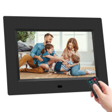 Digital Photo Frame, 7 Inch Digital Picture Frame Full IPS Display Electronic Photo Frame Video Music Playback Calendar Alarm Clock with Remote Contr