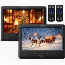 Yoton 10.1" Dual Portable DVD Player, 5H Player Time, Support USB/SD Card/AV IN/AV OUT and Synchronous Screen, No Region Restrictions, with Two Car M