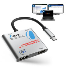 OREI SplitExtend HDMI Splitter Extended Display for Windows Only Dual Monitor - Multi-Monitor Display 3 Separate Screens - USB-C Adapter to HDMI 2.0,