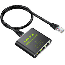 LiNKFOR Ethernet Splitter 1 in 3 Out - 1000Mbps Gigabit RJ45 Ethernet Cable Splitter Adapter with USB Power, Compatible with PC, Router, Smart TV, Pr