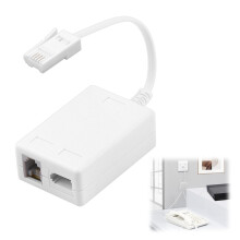 coalwop BT to ADSL RJ11 Microfilter Splitter - BT Plug Male to 2 Female Telephone White Socket Splitter Cable, DSL Signal Stabilizer for UK Landline
