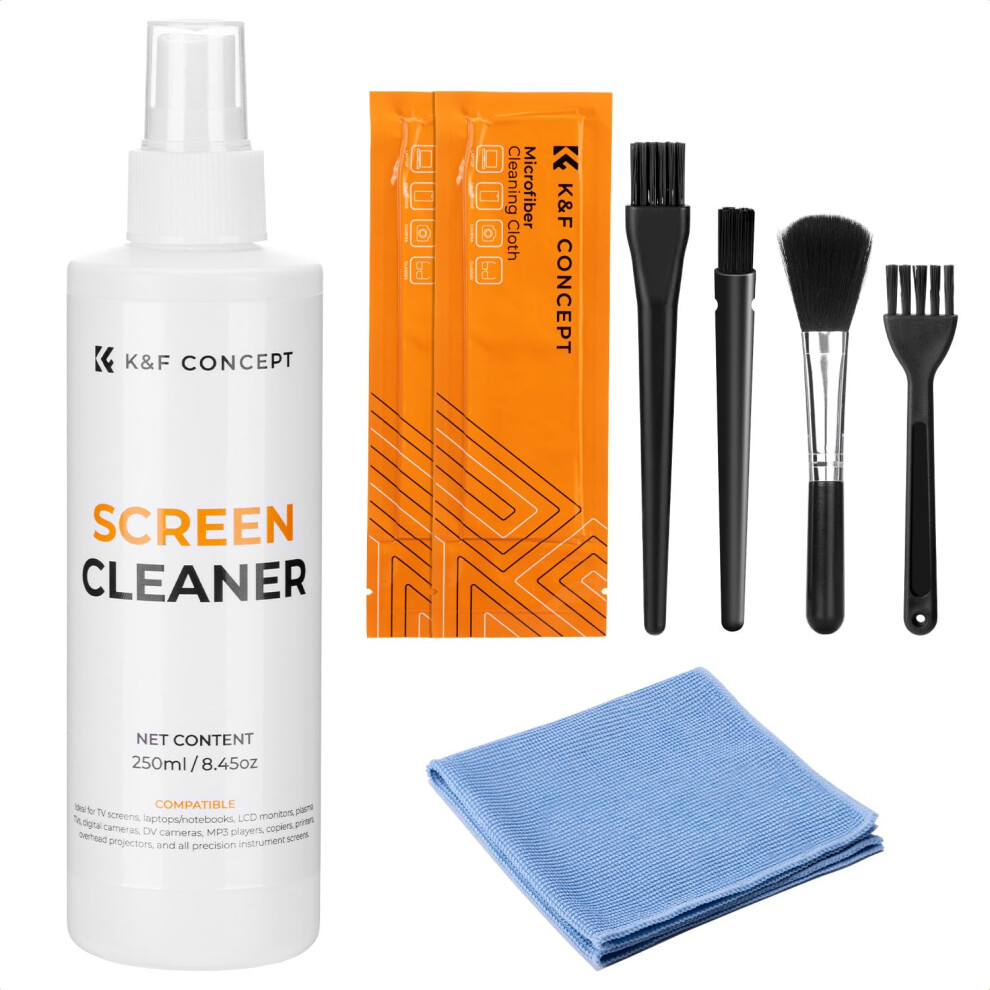 Photos - Protective film / glass K&F CONCEPT Screen Cleaner 250ml, Microfibre Towels 30 * 30cm and Microfiber Cleaning Cloth 15 * 15cm, for LCD LED HDTV Comp 