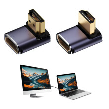 2PCS 8k HDMI 90 Degree Adapter Up&down, Angle Right 48Gbps Male to HDMI Connector 60Hz with LED Compatible with 8K@60Hz, 4K@120Hz Laptop, Tablet, DVD