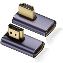 Quwem 2 Pack 8k Left & Right Angle 90 Degree HDMI Adapter, 48Gbps Uhd HDMI 2.1 Male to Female Extender Connector Supports 8K@60Hz 4K@120Hz Compatible