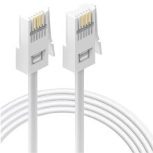 HAWAKA 2PCS BT Telephone Cable, BT Male to Male Telephone Wire,RJ11 6P4C Male Plug to Male Plug Flat Cord 4 Wire Phone Cables for Landline (WH-2 Mete