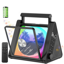 CD Player with Portable Handle, Special Triangle Design, Upgraded Bluetooth CD Player with 8 Modes RGB Lights, 4000mAh Rechargeable Battery, 20W Spea
