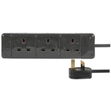 PRO ELEC PELB1803 3 Gang Extension 1m, Black