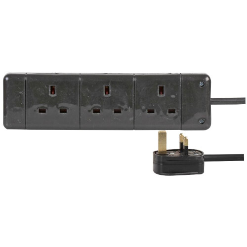 PRO ELEC PELB1803 3 Gang Extension 1m, Black