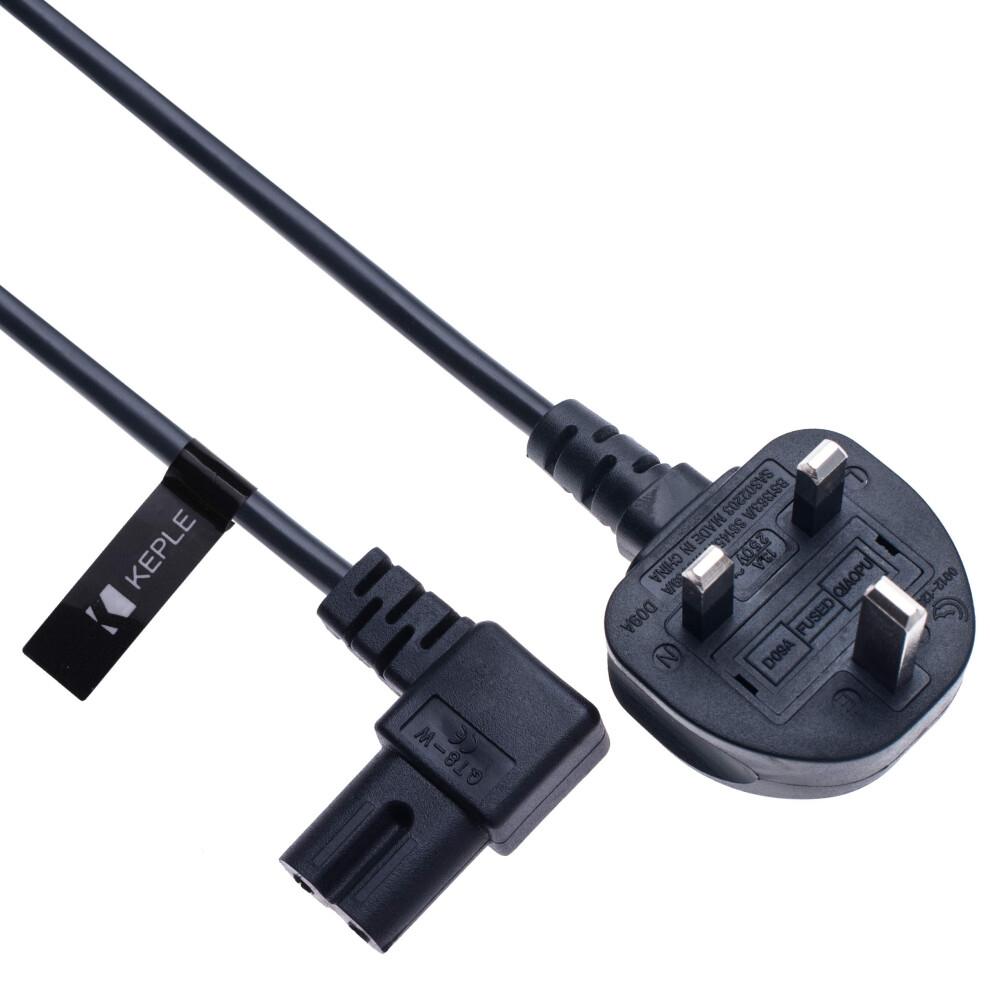 Photos - Cable (video, audio, USB) 2 Pin Mains Power Lead Fig Figure 8 Right Angle Flat Cable Compatible with PS4 PS5 Samsung Panasonic JVC Philips LG Sony TV