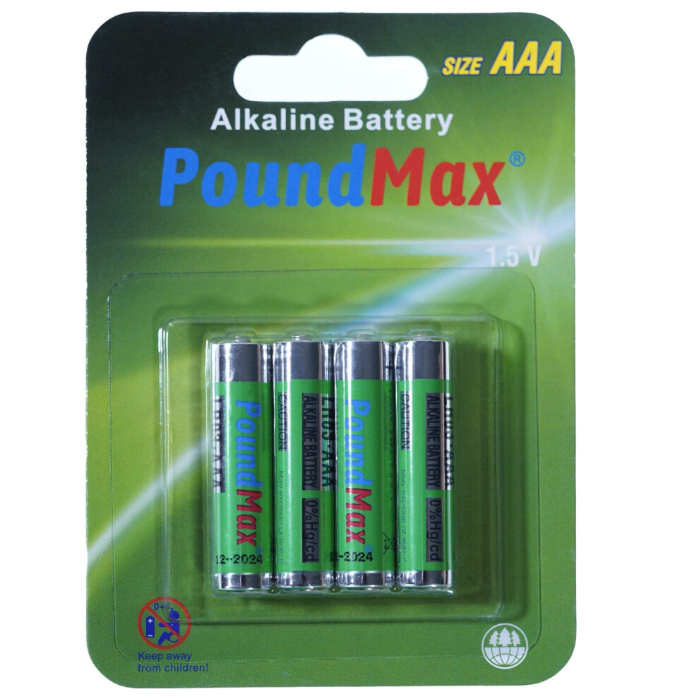 4 X Aaa Poundmax Lr03 Mn2400 1.5V Alkaline Batteries 33884004