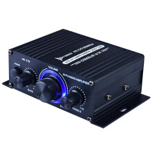 DASNTERED Power Amplifier, AK170 Amplifier, DC12V HiFi Music Receiver for Home Car, Mini 2 Channel HiFi Super Bass Subwoofer with AUX/USB Input, Spea