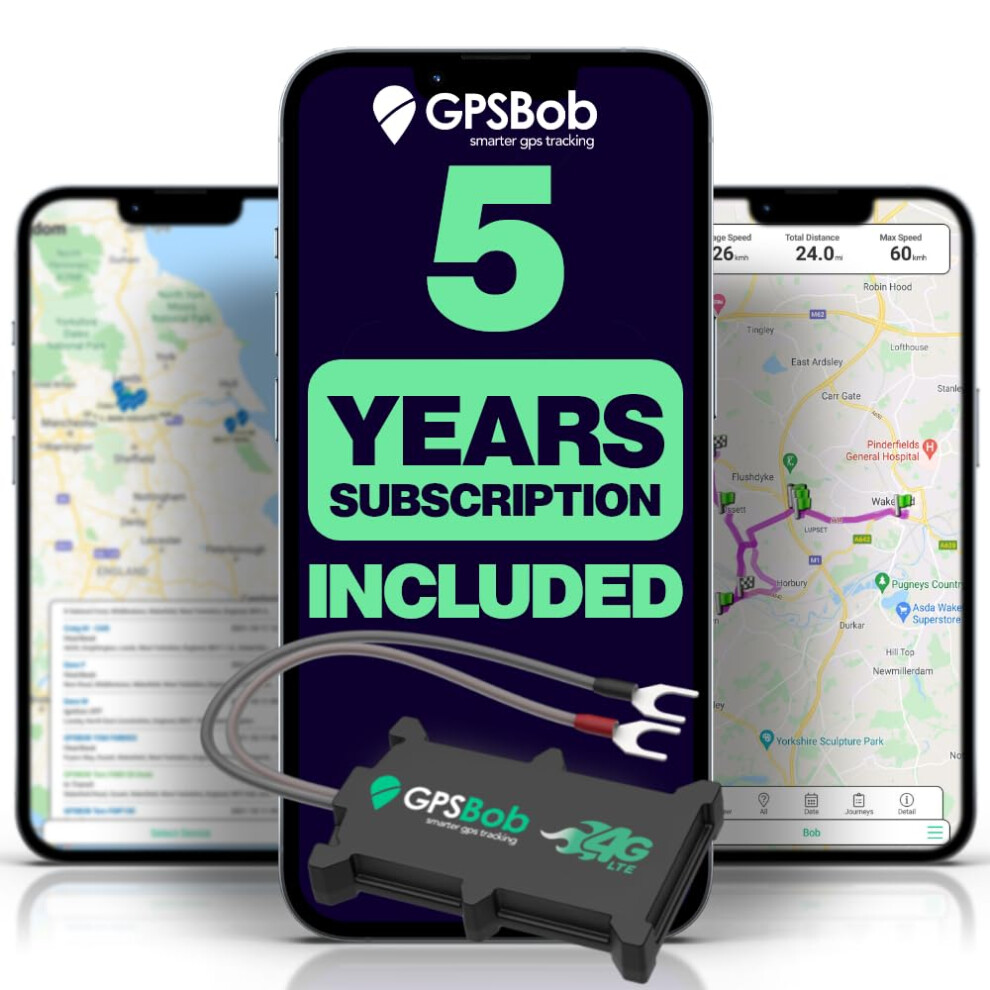 Gpsbob 5 Year 4G 12/24V Wired Gps Tracker, All Inclusive, No Monthly Fees, No Subscriptions, Cost-Effective, 5 Years Service Included, Car, Van, Truc 64798769