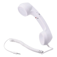 sourcing map 3.5mm Retro Telephone Handset Telephone Receiver for Microphone Speaker White
