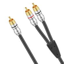 J&D RCA Y-Adapter (1.8 Meter), 1 Male to 2 Male Y Splitter Digital Stereo Audio Cable Subwoofer Cord for Subwoofer, HDTV, DVD Player, Home Theater, H