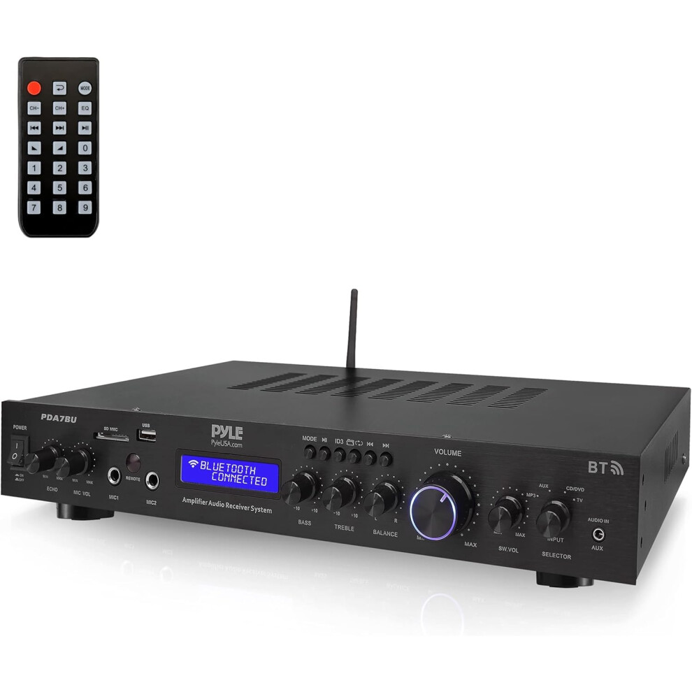 Pyle Amplifier Hifi - Bluetooth Av Receiver, For Echo Studio/Home/Theater - Hi-Fi Mini Amplifiers, Speaker Amp With Mp3/Usb/Sd/Aux/Fm Radio, Digital 64187129