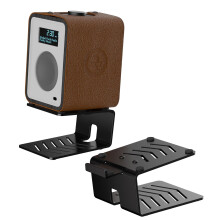 suptek 1 Pair of Desktop Speaker Stands with Vibration Absorption Pads, Metal Speaker Stands Pair Support Up to 33lbs Each, Desk Audio Stand for Book