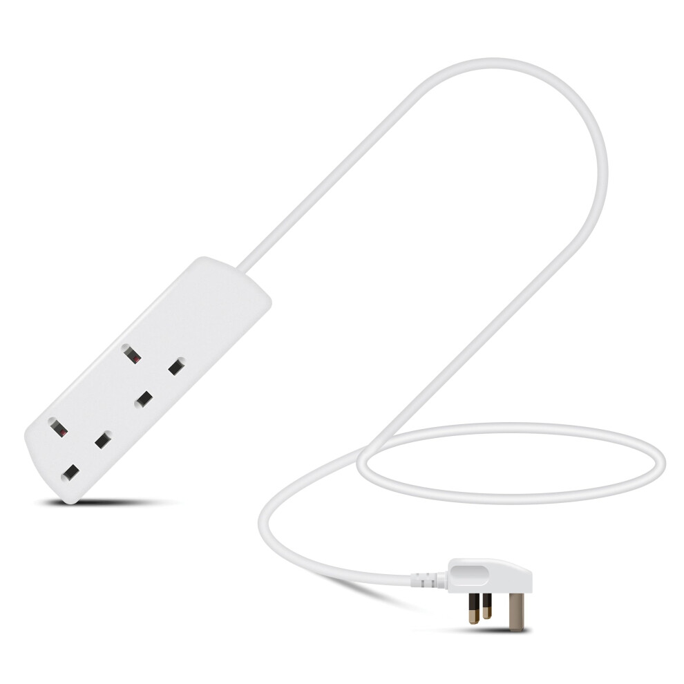 Eagle Two Gang Mains Power 13A Extension Socket To 13A Uk Plug Lead Cable, British Standards Bs1363 0.5M 43106561