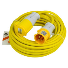 SLx 14m 110V Extension Lead 16A 2.5mm Heavy Duty Cable Reel IP44 Rated Water & Dust Resistant Durable Outdoor Power Cable for Site Garage & Construct