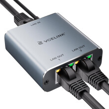 VCELINK Ethernet Splitter 1000Mbps 1 to 2 Supports 2 Devices Simultaneously Networking, Internet Switch Compatible with Cat6/Cat5e/Cat5, Includes a P