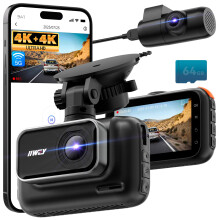IIWEY Dual Channel 4K Dash Cam Front Rear, 3 Inch IPS Screen, 5G WiFi 64GB SD Card Included, 4K 2160P Dash Camera for Car, Dual Camera HDR Night Visi