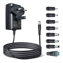 Vandefier 1.8M UKCA 12V 1A 12W Power Supply Adapter with 8 Tips Universal Plug 1000ma 0.8A 0.5A AC DC Adapter for LED Strip Lights, CCTV Camera, Make