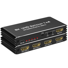 HDMI 2.1 Splitter 1 in 4 Out, 8K@60Hz 4K@120Hz, HDCP 2.3, HDR10, Dolby Vision, Support EDID Management HDMI Splitter for Four Monitors, PS5, B0X Seri