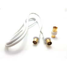 MainCore 1m Long White Gold Plated RF TV Freeview Plug to Plug White Aerial Antenna Lead Cable with Coupler (1m)