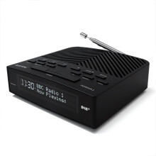 AZATOM Horizon 2 Black DAB+ & FM Radio, Dual Alarm Clock, Bluetooth, USB Mobile Charger, Mains & Battery Powered, Headphone Aux Input