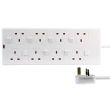 Pro Elec PEL00034 8 Way Individually Switched Extension Lead, 3 m, White