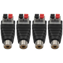 Maxhood Speaker Phono RCA Female to AV 2 Screw Terminal Female Video Audio Spring Press Type Balun for CCTV(4-Pack) (RCA Female)