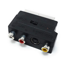 Maincore SCART to 3 x RCA Phono & S-Video Adapter – Switchable Composite AV Connector Converter for TV, DVD, VCR, Game Console & Home Entertainment