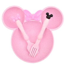 Cartoon Bowl Tableware Set Wheat Straw Dishes Dinner Feeding Plate Bowknot Food Plate Spoon Fork