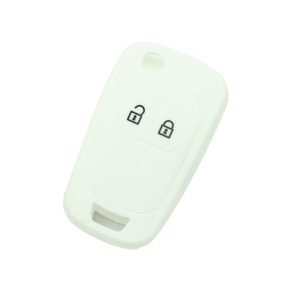 Brovacs Silicone Cover Protector Case Holder Skin Jacket Compatible With Opel Vauxhall 2 Button Flip Remote Key Fob Cv9624 White 40184517