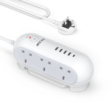 Mscien Extension Lead with USB Slots 3M,6 Gang Extension Lead 3M With 5 USB Ports,Power Strip Surge Protector,3250W Overload,Suitable for Office,Stud