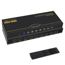 HDMI Switch 8 in 1 Out 4K@30Hz, 8 Port HDMI Switcher Selector Box with Remote and Auto Switch, Support 3D HDR10 HDCP2.2, 8x1 Game Switcher Hub Compat