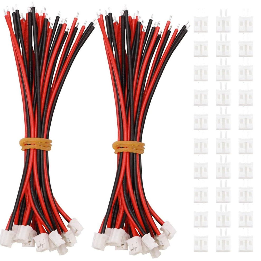 Vissqh 60Pcs(30 Pairs) Jst Connector With 150 Mm 26Awg Cable,Jst 2.0 Ph 2 Pin Jst Male Female Connector,Mini Micro Jst Cables Socket And Female (, Red 40563398
