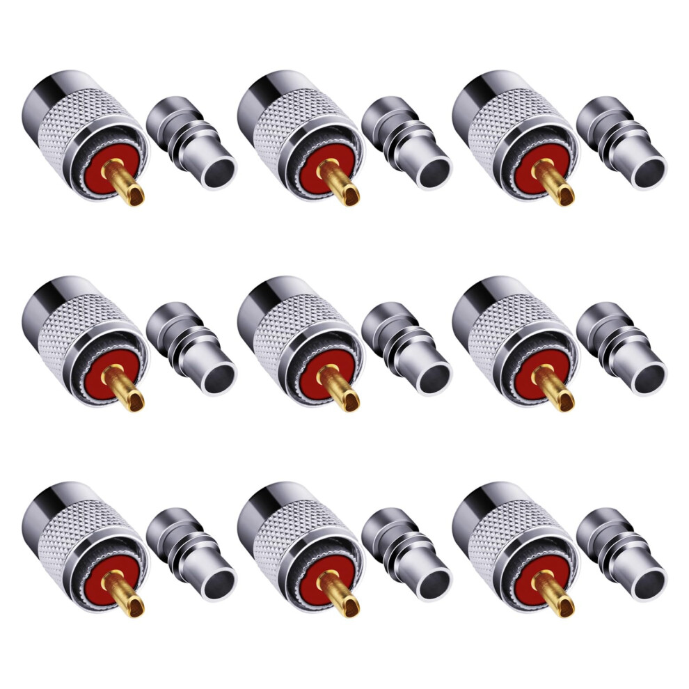Fanbalunke Pl259 Coaxial Connectors 9 Pcs Pl-259 Uhf Male Solder Connector Plug With Reducer, Teflon Material 50Ohm For Rg59 Rg8 Rg8x Lmr400 Rg213 Co 5003427312515