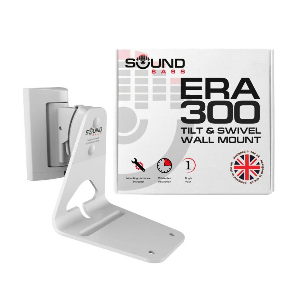 Sound Bass Era300 Wall Mount Bracket, Tilt And Swivel, Single (1Pc), Compatible With Sonos Era 300, Effortless Installation, Includes Mounting White 84437327
