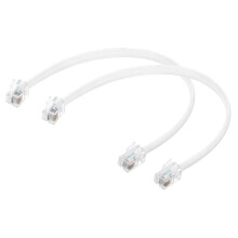 sourcing map 2 Pack Telephone Cord, 0.7ft Phone Cable RJ12 6P6C Male to Male Straight Wired Handset Cord for Home, Office, White