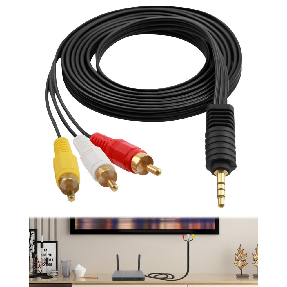 Photos - Cable (video, audio, USB) 3.5 mm to RCA AV Camcorder Cable, 3 RCA Male Plug Audio Video output Stereo Splitter Adapter Cord for Smartphones TV Tablets