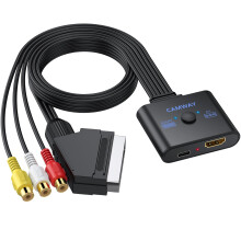CAMWAY RCA SCART to HDMI Converter, 1080P AV to HDMI Adapter with Aspect Ratio Switch, Plug & Play, Compatible with Wii, PS1, PS2, N64, VCR, DVD Play