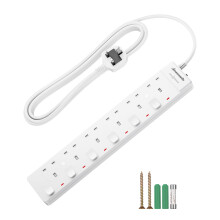 DEWENWILS 6 Way Surge Protected Extension Lead, 3250W, Wall Mountable