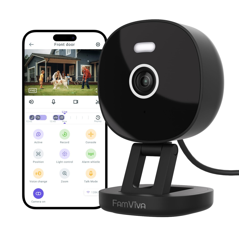 FAMVIVA 2K Security Camera Wired, Outdoor/Indoor for Home, Pet, 1 pack, Black - Image 3
