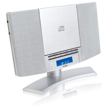 Denver Radio CD Player With Speakers, Wall Mounted or Desktop Stand Small Mains Operated Alarm Clock Radio Boombox Home Audio CD Player with Remote C