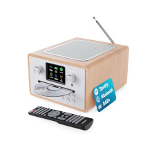 Internet Radio CD Player and DAB+ | Bluetooth, Spotify Connect, Podcasts | FM Radio, Dual Alarm, 80 Presets | Custom EQ Settings | Full Colour LED Di